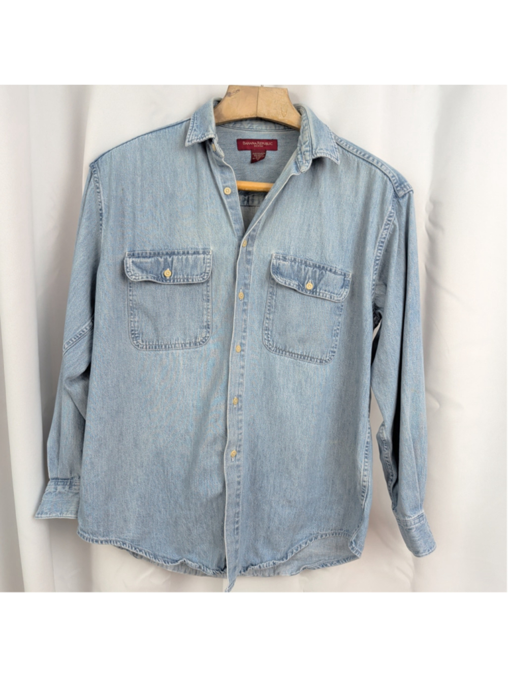 Vintage Canadian Made Banana Republic Distressed Denim Shirt Medium